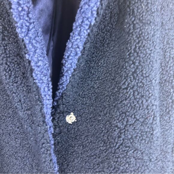 J. CREW Ariana Colorblock Sherpa Teddy Coat striped navy snap button XL AQ410 - Picture 7 of 11